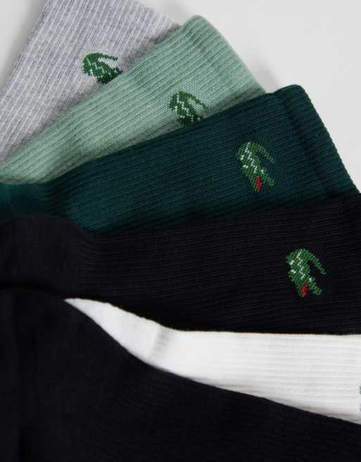 Lacoste pakke med 6 sportsokker med krokodillelogo i sort, hvid, grøn og grå, 2 af 3