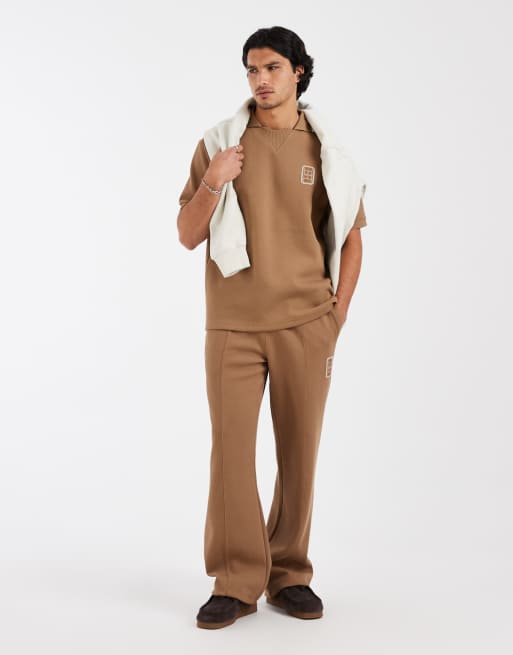 Lacoste - Pantalon de jogging d'ensemble ample à logo et cordon de serrage - Marron, 2 de 5