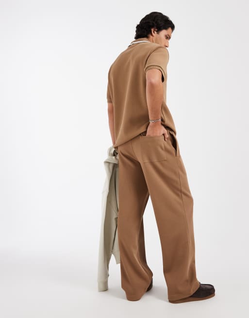 Lacoste - Pantalon de jogging d'ensemble ample à logo et cordon de serrage - Marron, 4 de 5