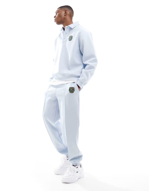 Lacoste Pantalon de jogging en pique a logo Bleu clair ASOS