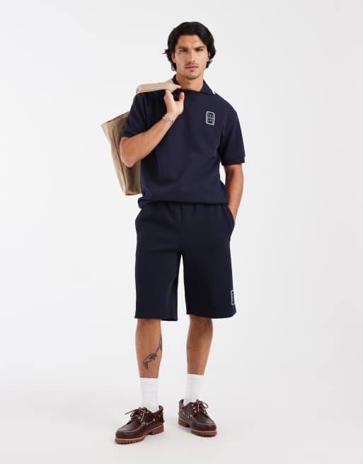 Lacoste - Pantaloncini comodi blu navy con coulisse e logo in coordinato, 4 di 5