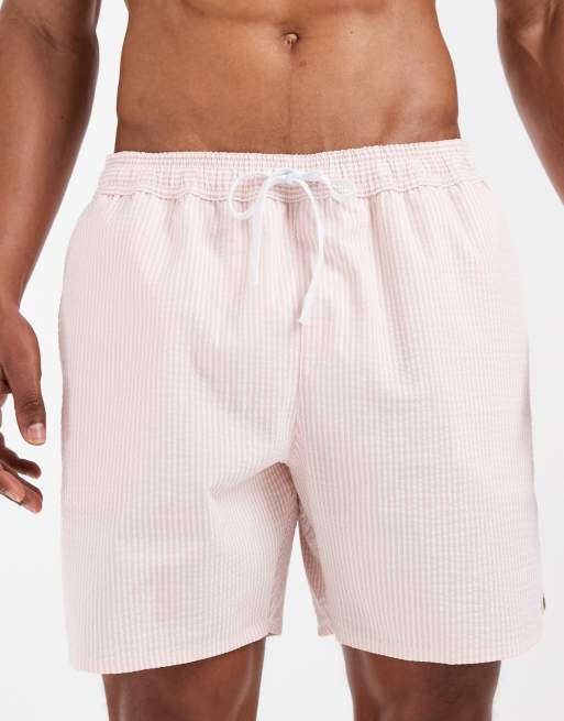 Lacoste - Pantaloncini da bagno classici rosa a righe con logo, 4 di 5
