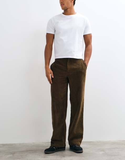 Lacoste pantaloni dalla vestibilità morbida in velluto a coste marroni - view 1