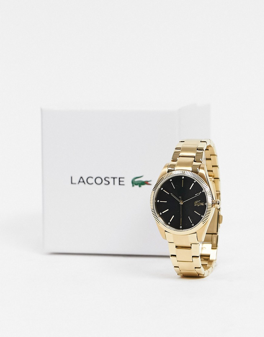 Lacoste – Parisienne – Guldfärgad rund klocka för kvinnor med svart urtavla