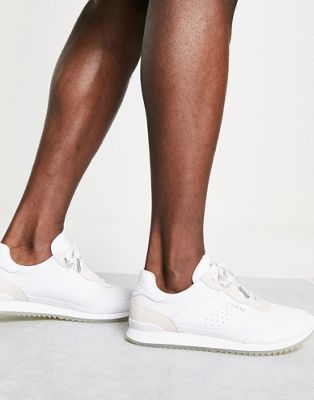 Lacoste partner luxe leather trainers in white