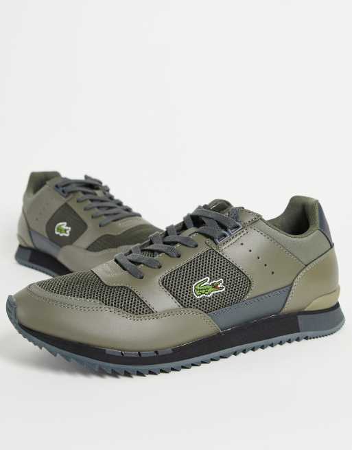 Lacoste khaki best sale trainers
