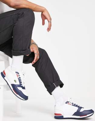 navy lacoste trainers