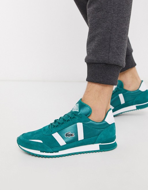 Lacoste partner retro runner trainers in green