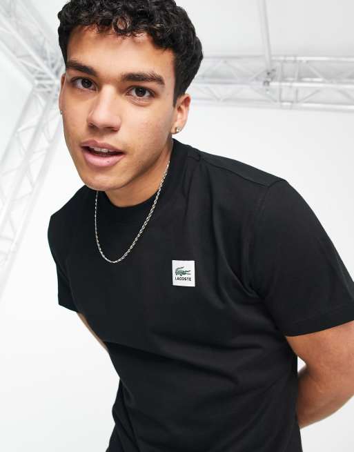 Lacoste patch logo t-shirt in black Exclusive at ASOS | ASOS