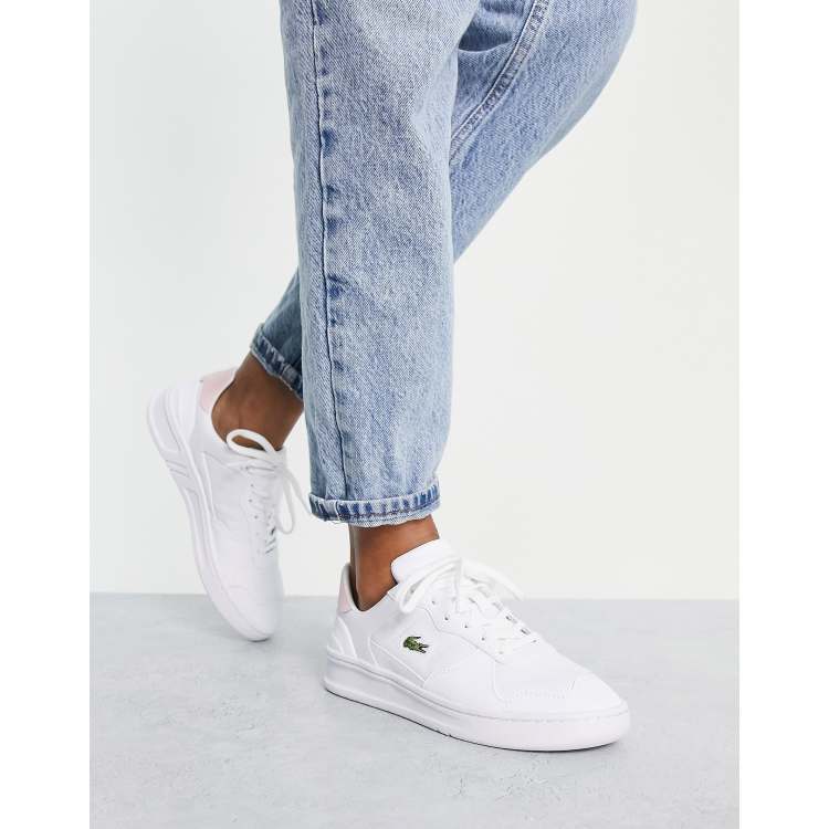 Lacoste Perf Shot mixed panel sneakers with ink back tab in  display picture 1