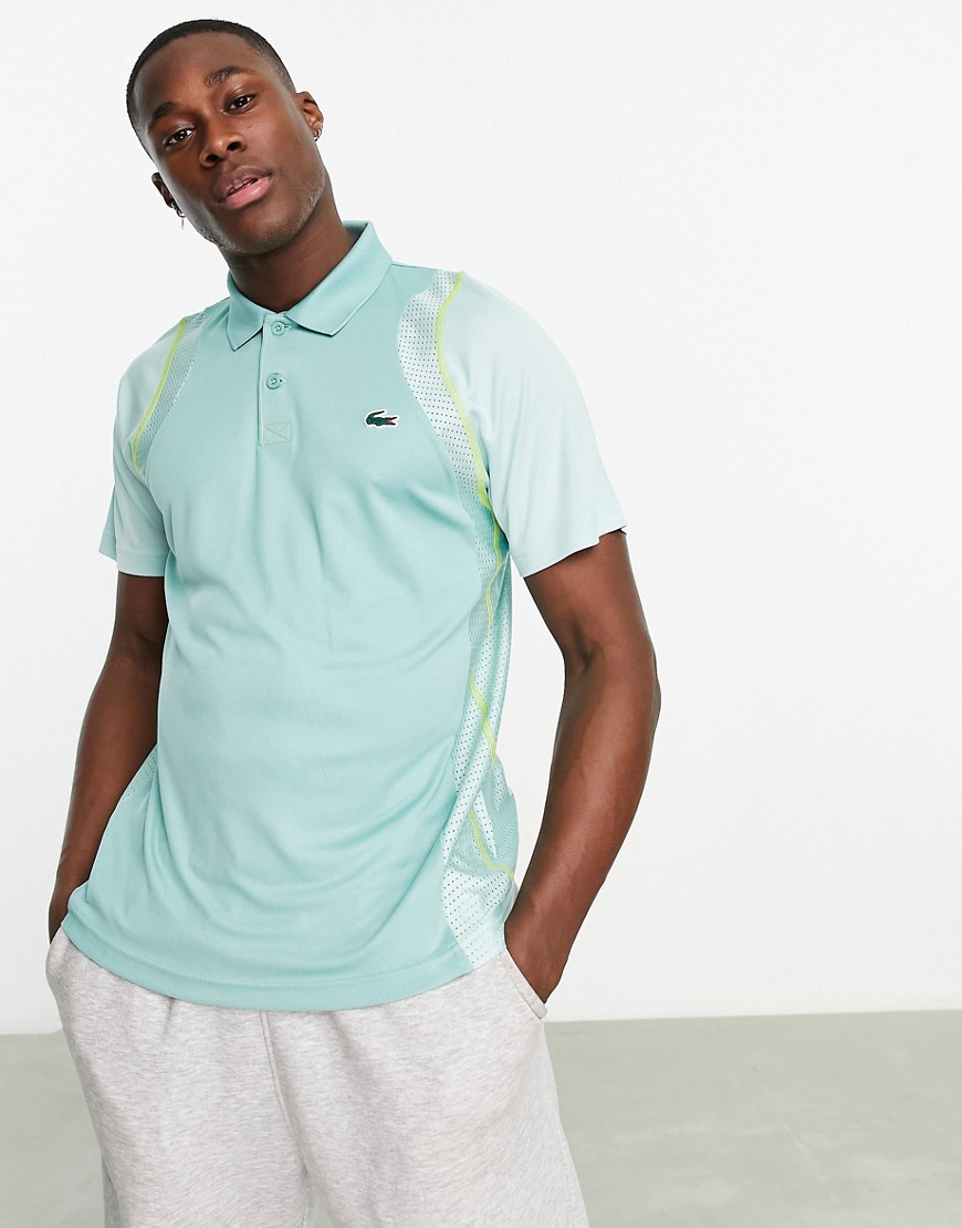 Lacoste Performance regular fit color block polo shirt in green