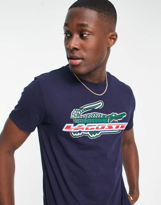 Lacoste – Performance – T-Shirt in Marineblau mit Grafikprint vorne | ASOS | T-Shirts