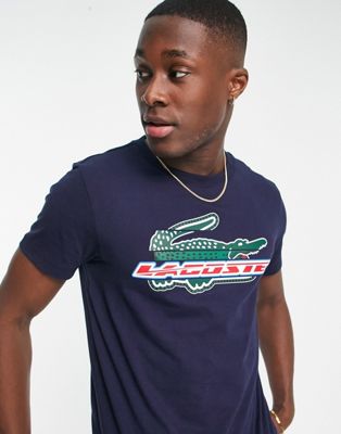 Lacoste Performance t-shirt in navy with front graphics - ASOS Price Checker