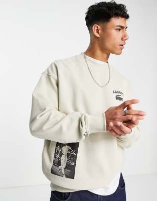 Lacoste Lacoste photographic logo sweat in stone-Neutral