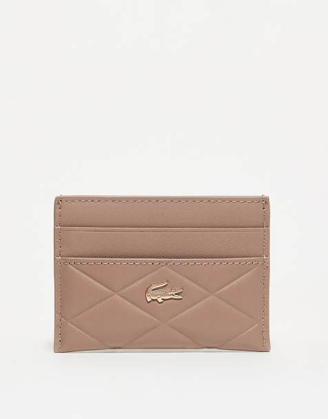 Lacoste – Pikowane etui na karty w kolorze neutralnym - view 1