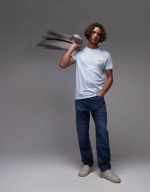 Lacoste pima cotton t-shirt in light blue, 2 of 4