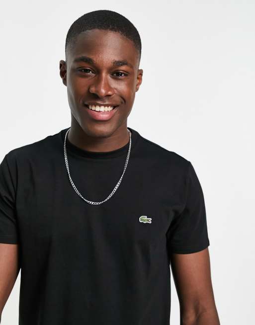 Lacoste pima cotton t shirt with croc in black ASOS