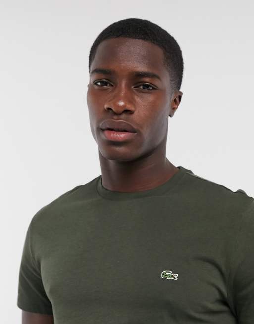 Lacoste pima cotton t shirt with croc in khaki ASOS