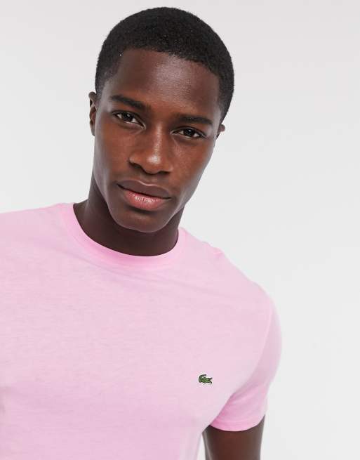 Lacoste pima cotton t shirt with croc in pink