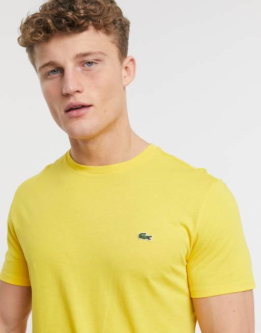 Lacoste pima cotton t shirt with croc in yellow