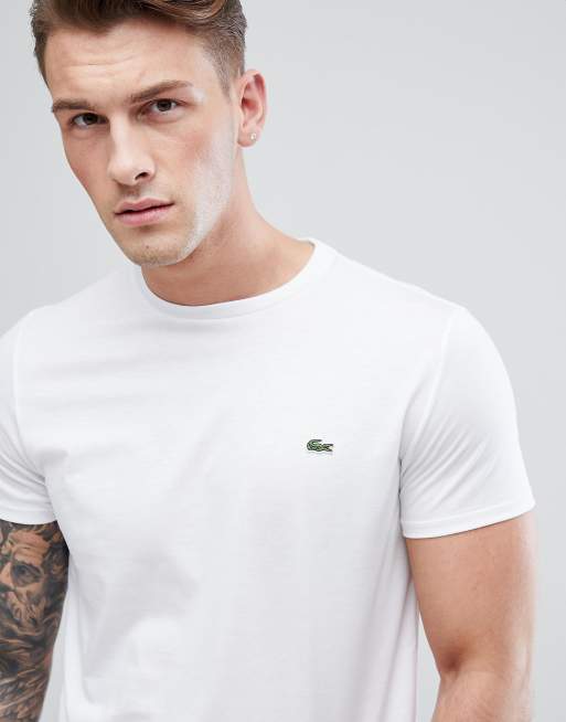 Lacoste Pima Katoenen T shirt met logo in wit ASOS