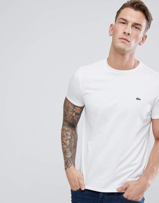 Lacoste Pima Katoenen T shirt met logo in wit ASOS