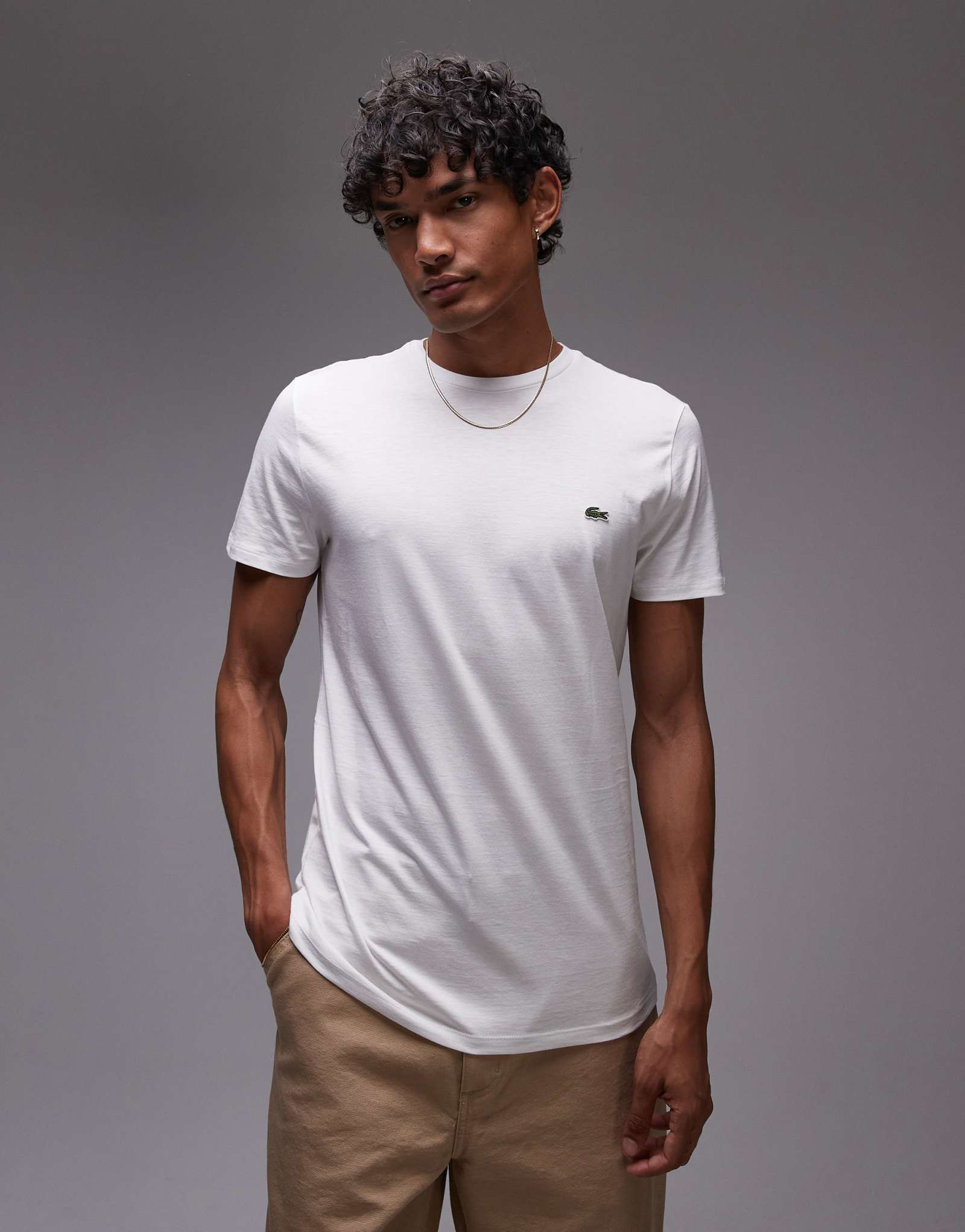 Футболка с логотипом Lacoste pima белого цвета