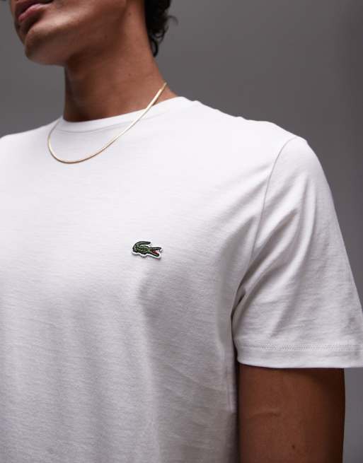 Lacoste pima logo t-shirt in white | ASOS