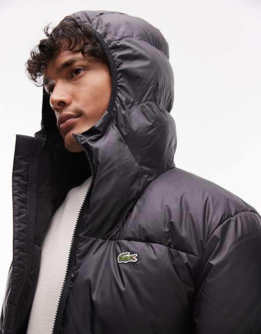 Hood Piumino Lacoste Nero Piumino Corto Con Cappuccio