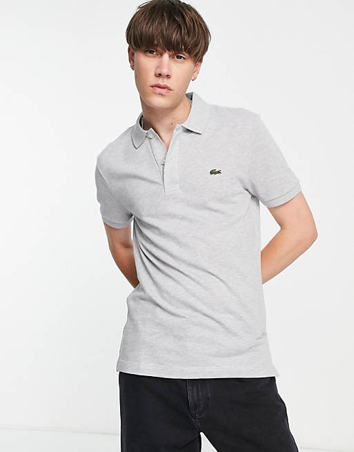 Lacoste plain polo shirt in grey