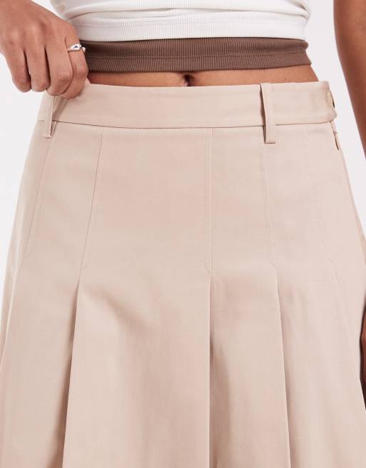 Lacoste pleated cotton midi skirt in beige , 4 of 5