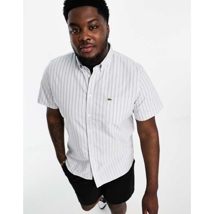 Lacoste Plus Camicia a maniche corte blu a righe ASOS