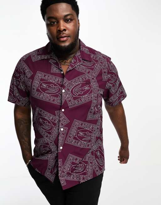 Burgundy short sale sleeve dress shirt