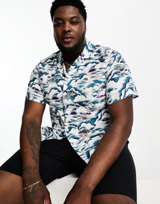 Lacoste plus short sleeve printed shirt in navy - ASOS Price Checker