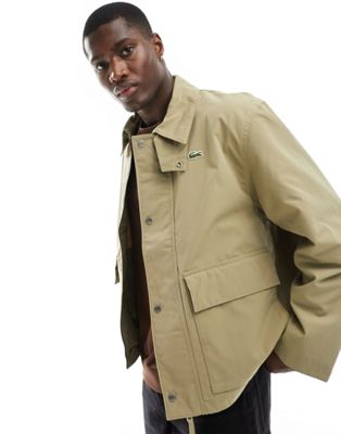 Lacoste pocket detail harrington jacket in beige