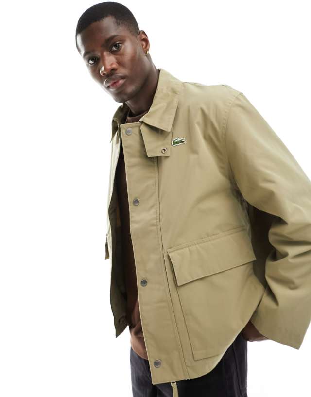 Lacoste - pocket detail harrington jacket in beige