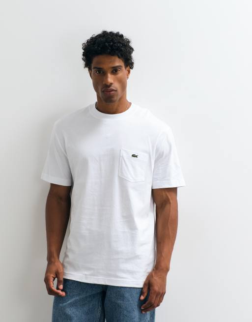 Lacoste pocket short sleeve logo t-shirt in white, 2 of 5