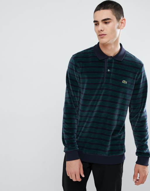  Lacoste  Polo   manches  longues  et rayures en velours 