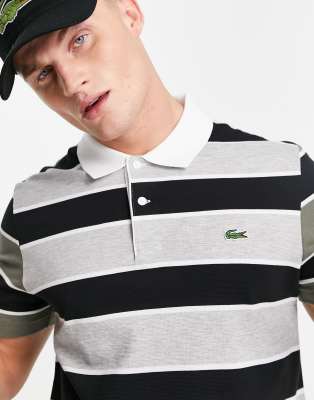 Polo lacoste 2025 gris tacheté noir