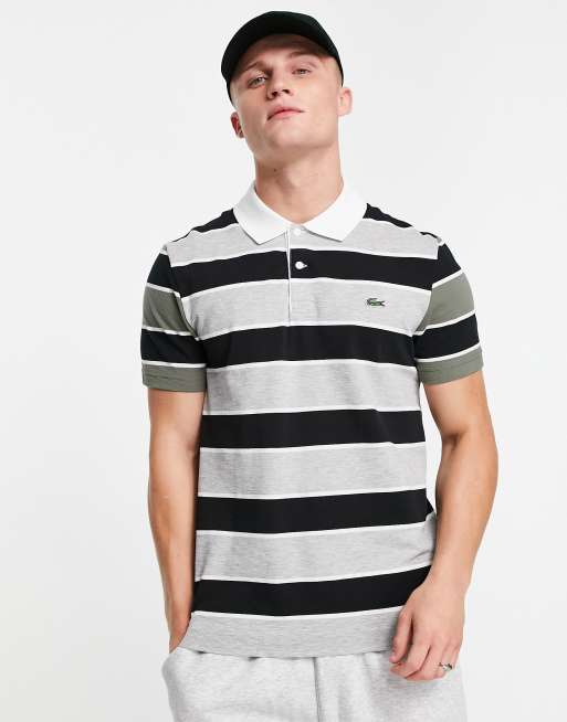 Polo lacoste 2025 gris tacheté noir