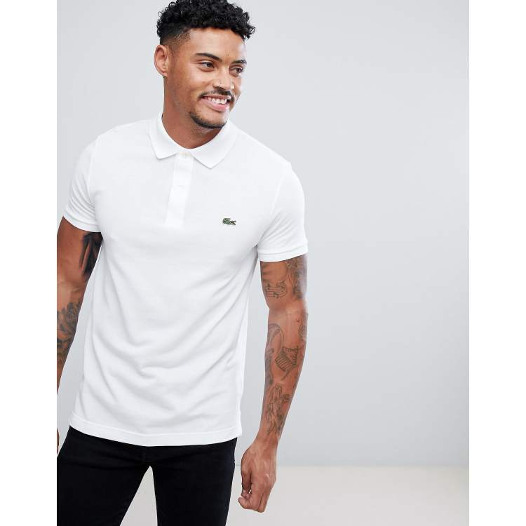 Lacoste Polo ajust en piqu Blanc ASOS