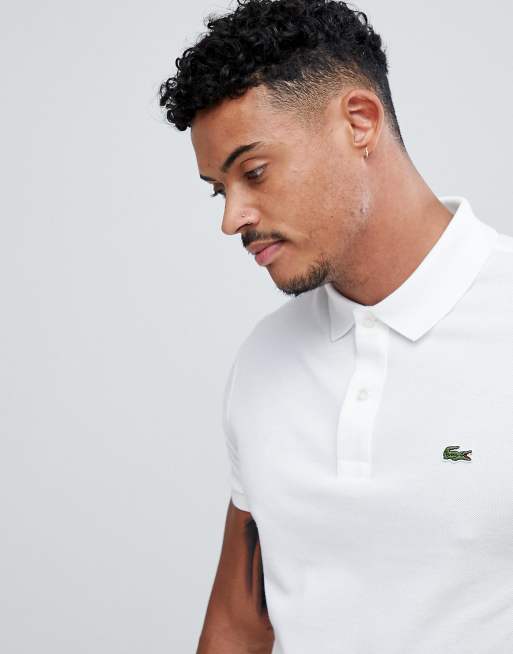 Lacoste Polo ajust en piqu Blanc ASOS