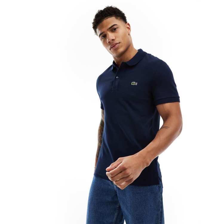 Lacoste Polo ajust en piqu Bleu marine ASOS