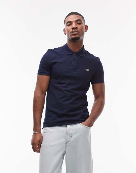 Lacoste - Polo ajusté en piqué - Bleu marine - view 1