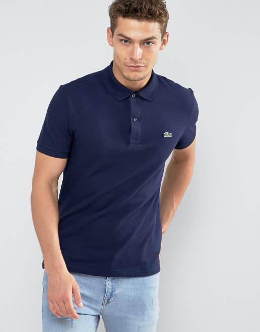 Lacoste Polo ajust en piqu Bleu marine ASOS