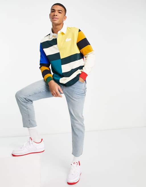 Lacoste Polo avec empi cement color block et manches longues Multicolore
