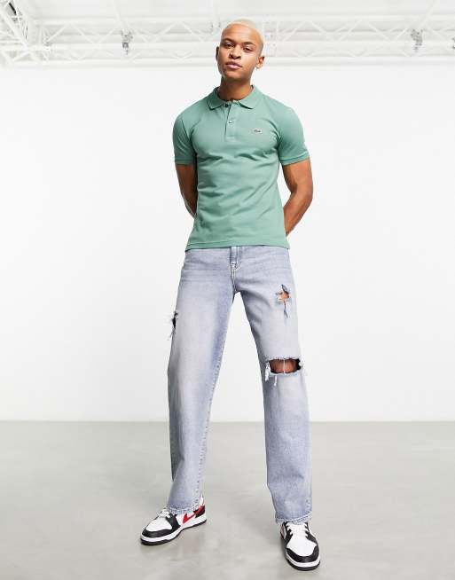 Lacoste Polo coupe slim Vert ASOS