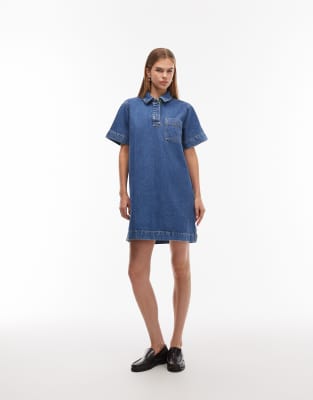Lacoste Lacoste polo dress in mid blue