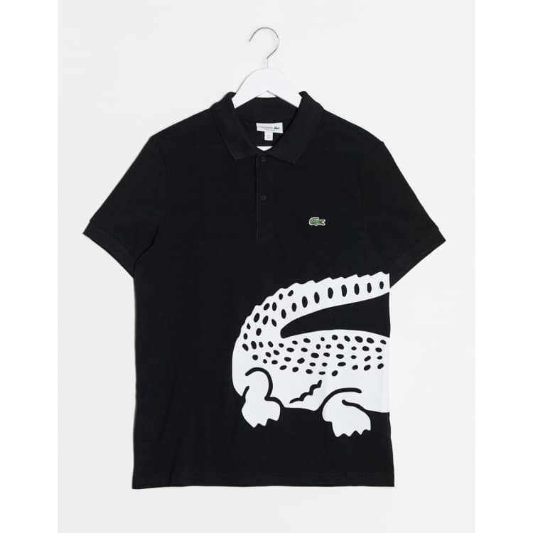 Lacoste Polo en piqu avec grand logo crocodile Noir ASOS