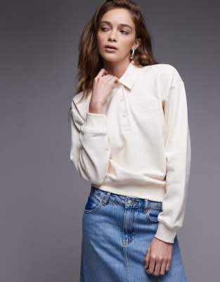 Lacoste Polo Neck Sweatshirt In Neutral